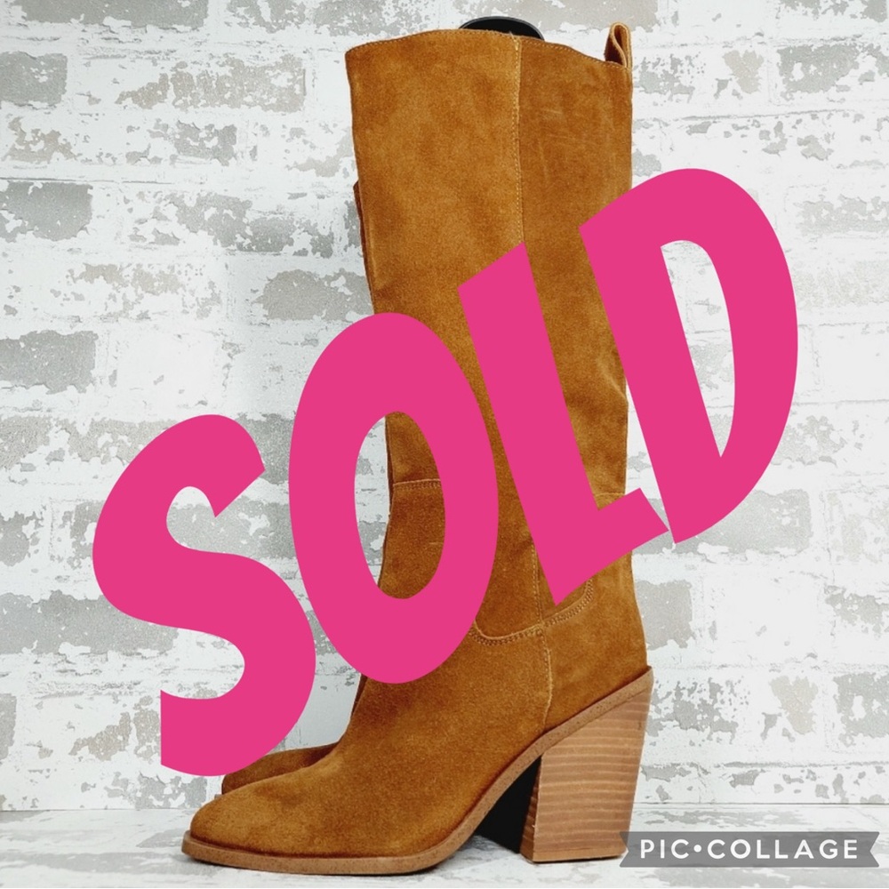 Steve Madden Tan Suede Heeled Boots women’s size 9.5